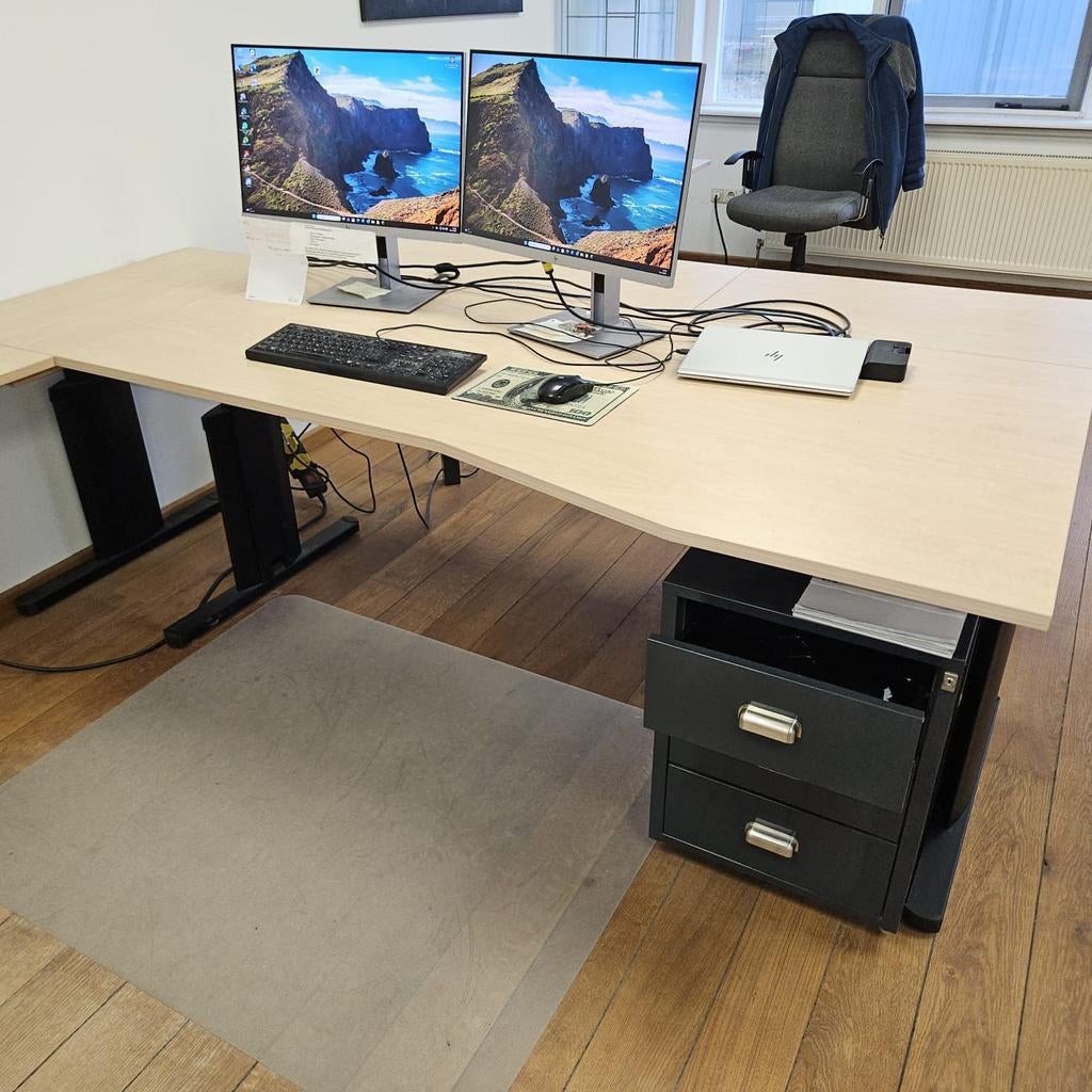 Bureau 2 stuks incl. ladeblokken - Verstelbaar, Ophalen, In hoogte verstelbaar