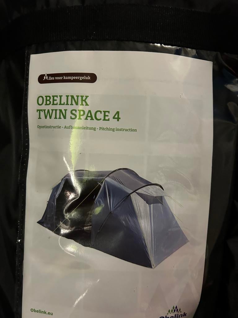 Obelink Twin Space 4 Tent - Ruime 4-persoons tunneltent, Caravans en Kamperen, Ophalen, Nieuw, Tot en met 4