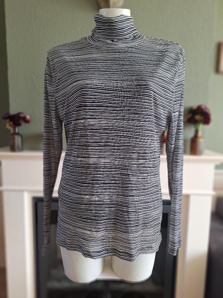 Purdey beige zwarte gestreepte dubbel laags top XXL, Verzenden, Zwart, Maat 42/44 (L), Zo goed als nieuw