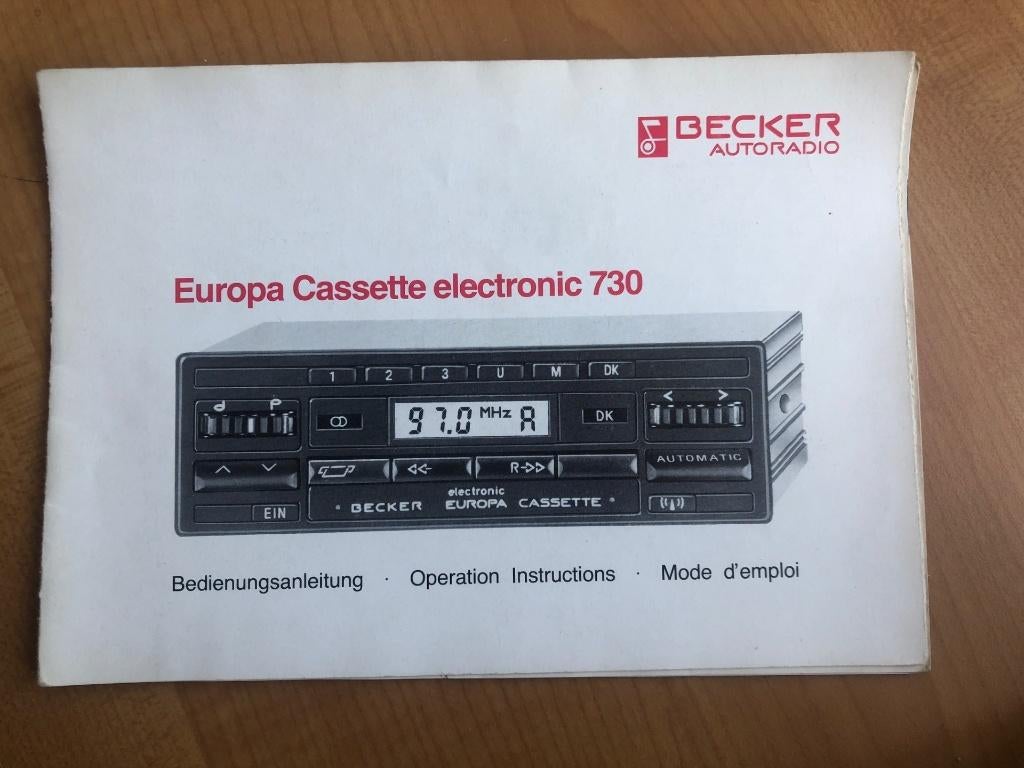 Handleiding Becker Europa Radio Cassette 730, Auto diversen, Autoradio's, Gebruikt, Ophalen of Verzenden