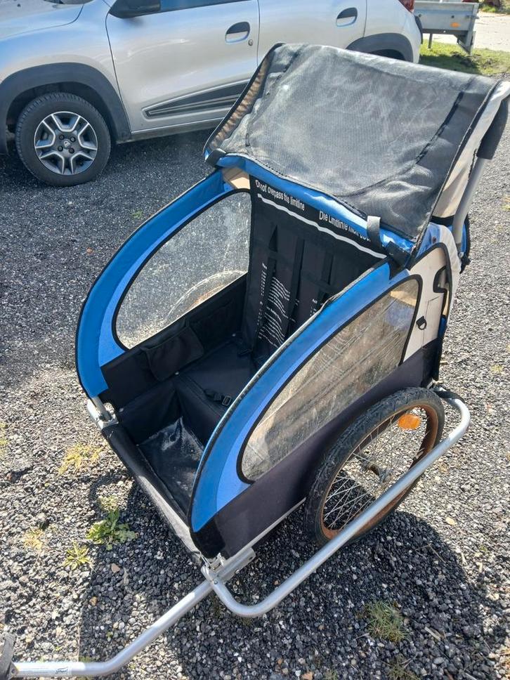 Fietskar voor 2 kinderen, Fietsen en Brommers, Fietsaccessoires | Aanhangers en Karren, Gebruikt, Kinderkar, 40 tot 60 kg, Ophalen