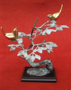 Unieke boom in brons met vergulde vogeltjes., Ophalen, Brons