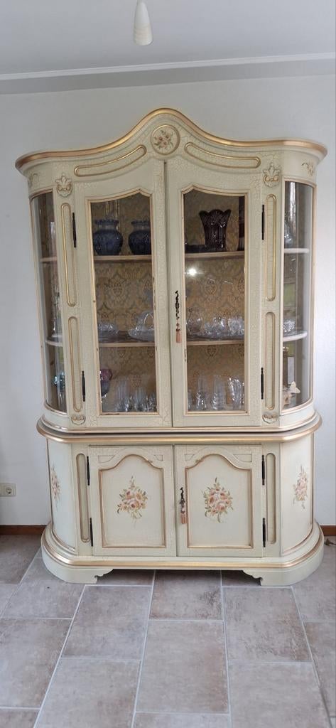 Barokke Eettafel met 4 Stoelen en Servieskast, 100 tot 150 cm, Ophalen of Verzenden, Barok, Klassiek, Overige houtsoorten