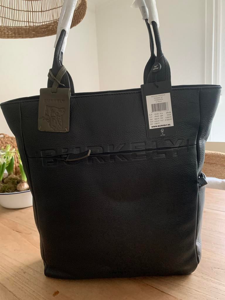 Nieuwe burkely tas van leer ook handig voor je laptop, Ophalen of Verzenden, Nieuw, Zwart, Schoudertasje