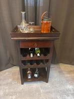 Donker houten drankenkast met los serveerblad, Ophalen, Gebruikt, 5 tot 15 flessen, 75 cm of meer