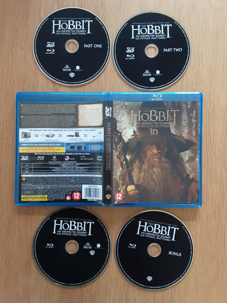 4 bluray The Hobbit: An Unexpected Journey 3D Blu-ray, Ophalen of Verzenden
