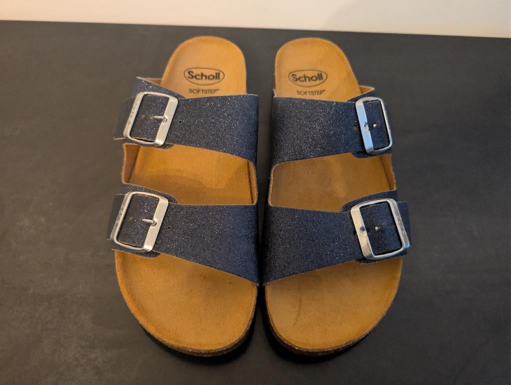 Scholl Softstep Nieuw Leren Slippers Maat 40, Slippers, Blauw, Nieuw, Ophalen of Verzenden