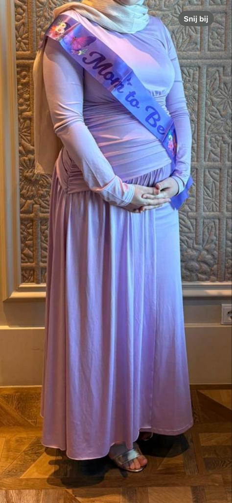 Elegante Paarse Zwangerschapsjurk - Comfortabel & Stijlvol, Maat 38/40 (M), Jurk, Paars, Ophalen of Verzenden
