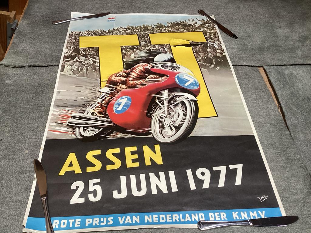TT Assen 1977 Poster - Origineel Motorrace Evenement, Ophalen of Verzenden, Sport, A1 t/m A3, Rechthoekig Staand