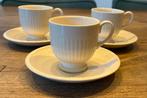 3 Wedgwood edme plain espresso kop en schotels, Ophalen, Zo goed als nieuw, Porselein, Kop en/of schotel