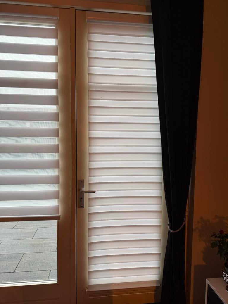 Duo rolgordijnen wit - set van 2 + 1 bredere., 200 cm of meer, Wit, Zo goed als nieuw, 50 tot 100 cm