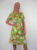 *Abfab Vintage Groene Jurk met Retro Print 42*, Kleding | Dames, Maat 42/44 (L), Ophalen of Verzenden, Zo goed als nieuw, Knielengte