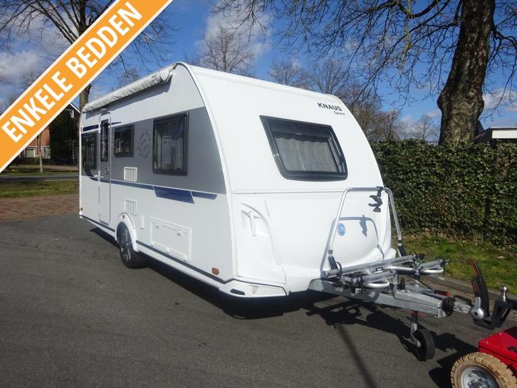 Knaus Sport 460 EU Enkele Bedden+Mover, Caravans en Kamperen, Caravans, Bedrijf, tot en met 4, 1000 - 1250 kg, Standaardzit, Knaus