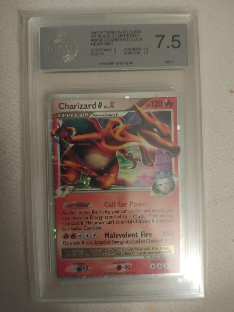 Charizard G LV.X Promo PSA 7.5 Pokémon Kaart, Ophalen of Verzenden, Zo goed als nieuw, Losse kaart