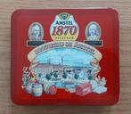 Vintage bewaarblik met Oude Amstel 1870 bierviltjes, Verzamelen, Biermerken, Ophalen of Verzenden, Zo goed als nieuw, Viltje(s)