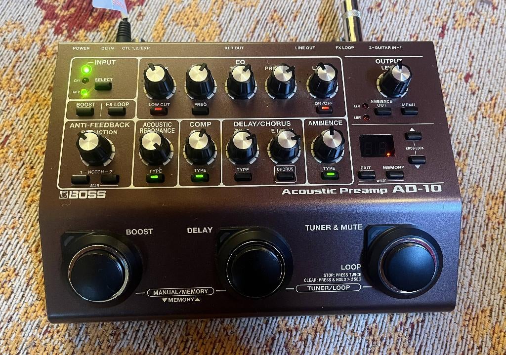 Boss AD-10 Acoustic Preamp z.g.a.n., Muziek en Instrumenten, Effecten, Zo goed als nieuw, Chorus, Delay of Echo, Reverb, Equalizer