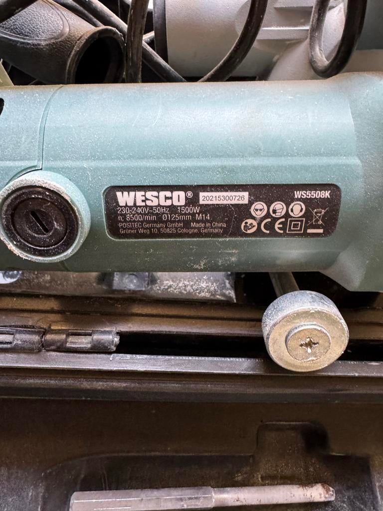 Wesco Muurfrees WS5508K - 1500W, 125mm blad, Doe-het-zelf en Verbouw, Gereedschap | Freesmachines, Ophalen of Verzenden, Gebruikt