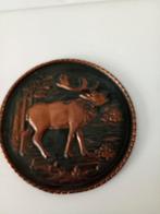 koperen ronde plaat met edelhert, Ophalen of Verzenden