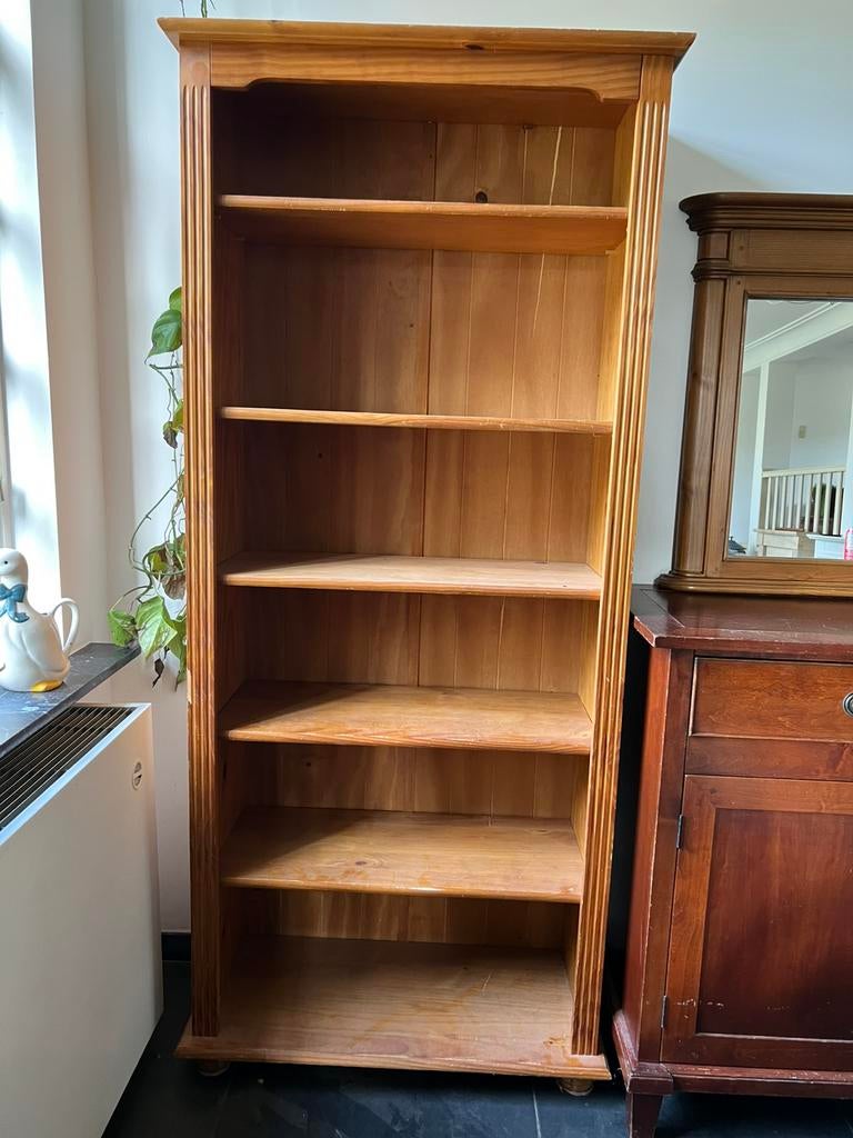 Stevige massief grenen boekenkast, Ophalen, 50 tot 100 cm, Zo goed als nieuw, 150 tot 200 cm