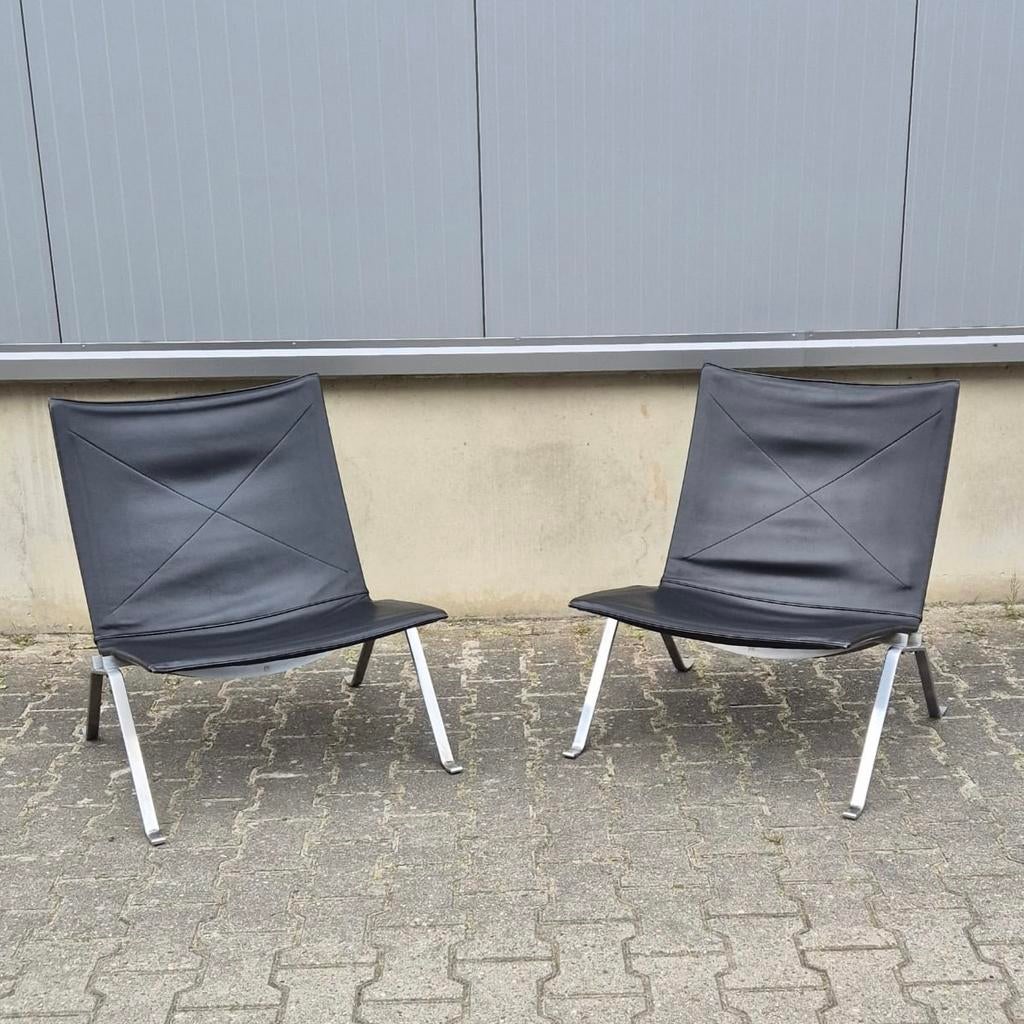 2 x PK 22, Kold Christensen. ( Geen Fritz Hansen dus), Ophalen, Gebruikt, Zwart, Leer