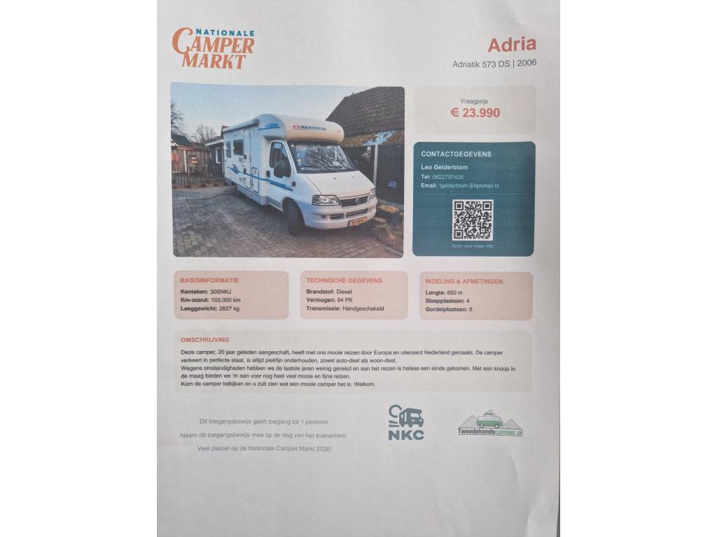 adria adriatik 573 DS (1041486), Caravans en Kamperen, Campers, Chemisch toilet, Airbags, Fiat, Koelkast