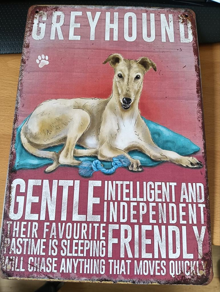 Greyhound windhond metalen wandbord, Dieren en Toebehoren, Ophalen of Verzenden