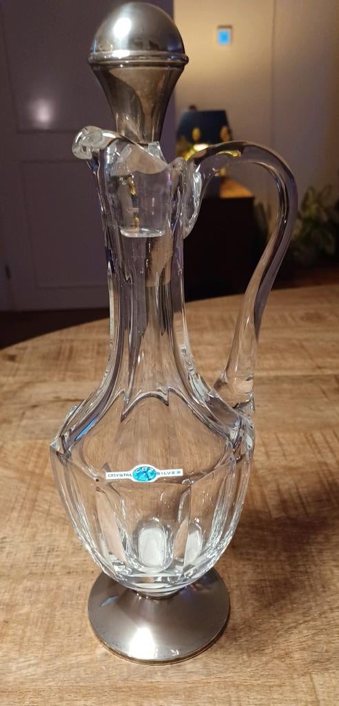 Kristallen karaf met zilveren dop en voet, Ophalen of Verzenden