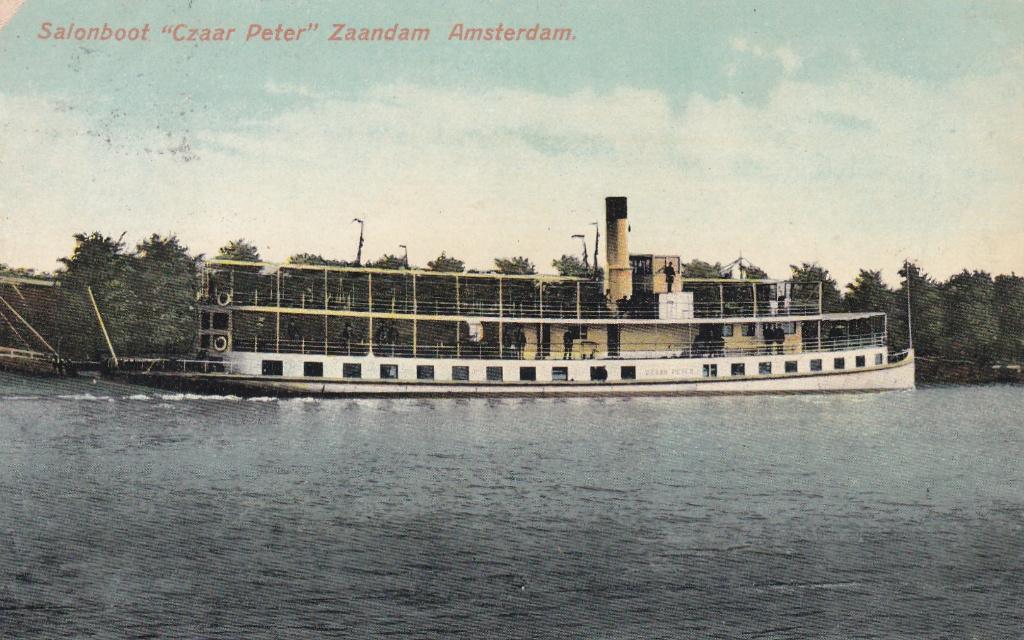 GA1547 Salonboot Czaar Peter Zaandam Amsterdam 1910, Verzenden, Voor 1920, Gelopen, Noord-Holland