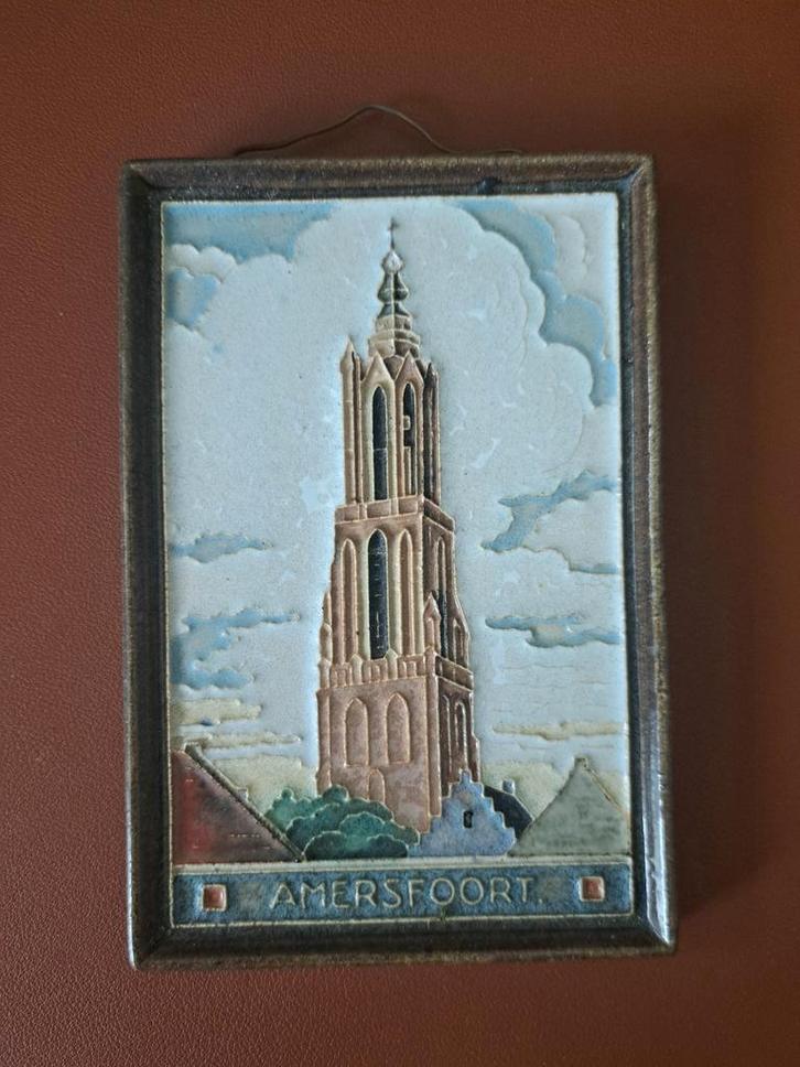Delft Cloisonne Tegel - OLV Toren Amersfoort, Antiek en Kunst, Antiek | Wandborden en Tegels, Ophalen of Verzenden
