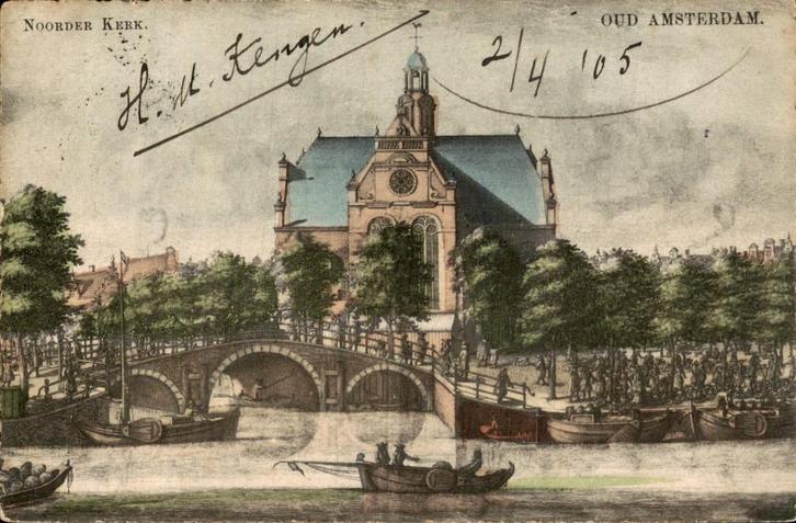 Nieuwe Kerk, Verzamelen, Ansichtkaarten | Nederland, Gelopen, Noord-Holland, Voor 1920, Ophalen of Verzenden