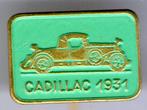 Cadillac 1931 groen op koper oldtimer auto speldje ( A_146 ), Verzenden, Zo goed als nieuw, Transport, Speldje of Pin