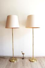 2 messing schemerlampen, Dijkstra. Twee vintage vloerlampen, Huis en Inrichting, Lampen | Vloerlampen, Ophalen, O, Dijkstra, Retro, vintage, hollywood regency, dijkstra , eclectisch