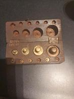 Antiek houten blokje met gewichten, Ophalen of Verzenden