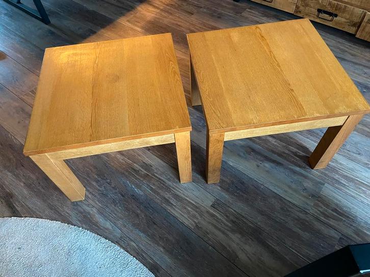 2 salon/bijzettafels 60x60, Huis en Inrichting, Tafels | Bijzettafels, Gebruikt, Vierkant, 45 tot 60 cm, 55 tot 75 cm, Hout, Ophalen