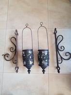 Windlichten zwart, Huis en Inrichting, Woonaccessoires | Kandelaars en Kaarsen, Ophalen, Zwart, Zo goed als nieuw, Metaal
