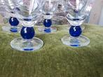Vintage glazen bierglazen colaglazen met blauwe bal Miekje's, ., Ophalen of Verzenden, Zo goed als nieuw, .