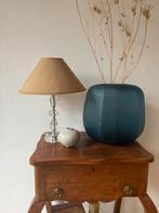 Tafellamp | lamp | kristal lampenvoet met linnen kap, Huis en Inrichting, Lampen | Tafellampen, Ophalen of Verzenden, Minder dan 50 cm