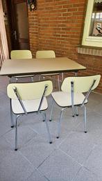 Retro tafel met 4 stoelen, Ophalen, Gebruikt, 100 tot 150 cm, 50 tot 100 cm