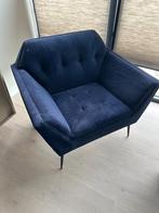 Te koop donkerblauwe velvet fauteuil, Huis en Inrichting, Fauteuils, Ophalen, 75 tot 100 cm, Zo goed als nieuw, Stof