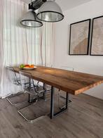 Robuuste oud eiken eettafel, Ophalen, Eikenhout, 200 cm of meer, 50 tot 100 cm