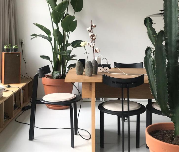 Vintage Eetkamerstoelen Harvink Zeta Stoelen, Huis en Inrichting, Stoelen, Gebruikt, Vijf, Zes of meer stoelen, Hout, Metaal, Zwart