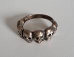 Zilveren Ring met Doodshoofden, Ophalen, Gebruikt, Dame of Heer, Zilver