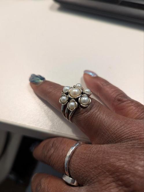 Pandora dames ring met parels, Sieraden, Tassen en Uiterlijk, Ringen, Zo goed als nieuw, Dame, 18 tot 19, Zilver, Zilver, Met parel