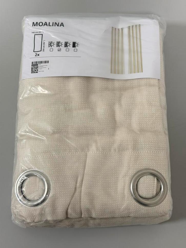 Ikea MOALINA Gordijnen, 1 paar, beige, 145x250 cm 304.910.49, Huis en Inrichting, Stoffering | Gordijnen en Lamellen, Nieuw, 200 cm of meer