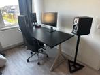 IDÅSEN Bureau zit/sta, zwart/beige, Huis en Inrichting, Ophalen, Elektrisch, Zo goed als nieuw, Stabureau