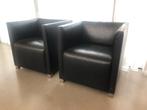 Design zwarte leren Wittmann fauteuils, Minder dan 75 cm, Gebruikt, Leer, 50 tot 75 cm