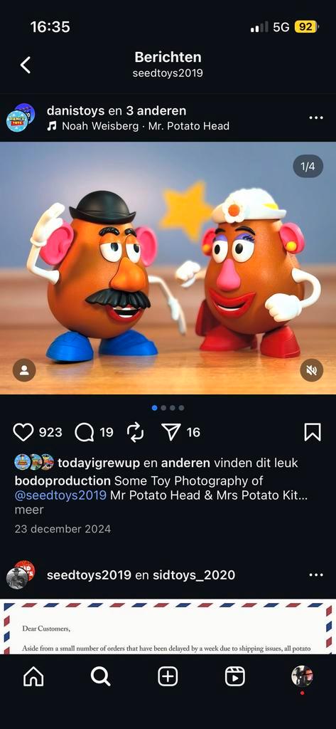 Gouden Duo Mr en Mrs Potatohead aangeboden voor -milano-, Verzamelen, Poppetjes en Figuurtjes, Nieuw, Ophalen of Verzenden