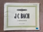 J.C. Bach 3 sonatas piano 4 hands, Klassiek, Ophalen of Verzenden, Zo goed als nieuw, Artiest of Componist