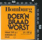 Sticker: Homburg - Boern Braadworst - Cuijk, Verzenden, Zo goed als nieuw, Bedrijf of Vereniging