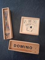 3 Houten Spellen: Mikado, Domino, Kaartspel, Verzamelen, Speldjes, Pins en Buttons, Ophalen of Verzenden, Nieuw